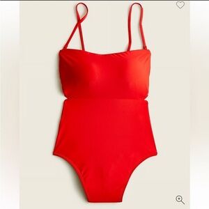 J. Crew Womens Cutout Tie Back One Piece Swimsuit size 12 Red